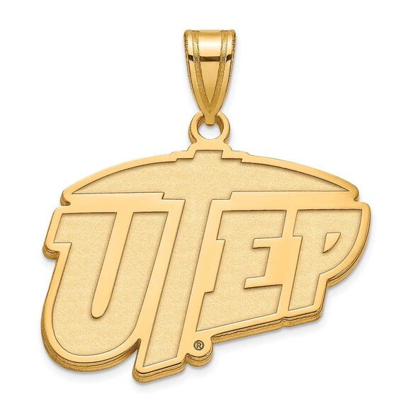14k Gold Plated Silver U. of Texas at El Paso Large Logo Pendant